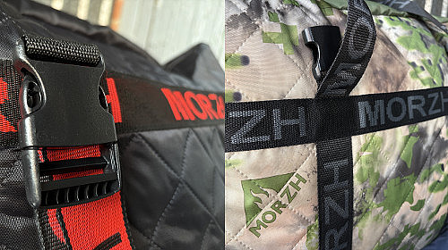 У палатки бани MORZH (МОРЖ) сумка с фирменной прошивкой У палатки бани MORZH (МОРЖ) сумка с фирменной прошивкой